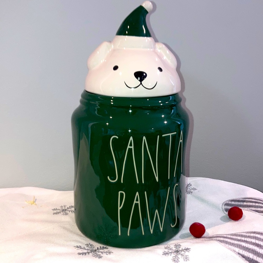 NIB 🐶🎅 SANTA PAWS - Rae Dunn - Dog Puppy Canister Treat Jar Holidays Christmas